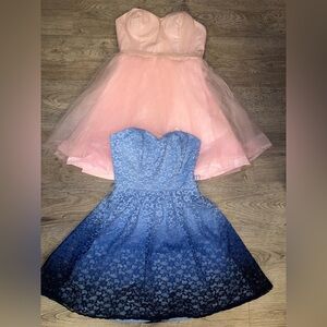 Blue and pink ombre party dresses